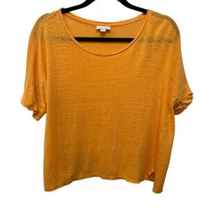 J.Jill Love Linen Top Pumpkin Orange Burnout Boxy Lightweight Granola Girl‎ M